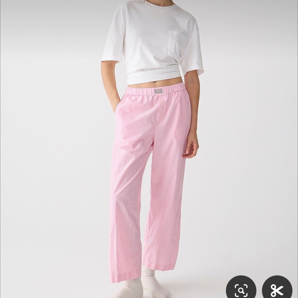 J. Crew Cotton Poplin Pajama Pant in Pink Stripe